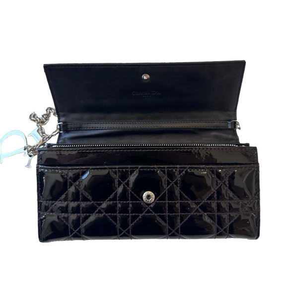Christian Dior Cannage Paten Leather Wallet on Chain Black - Picture 3 of 14
